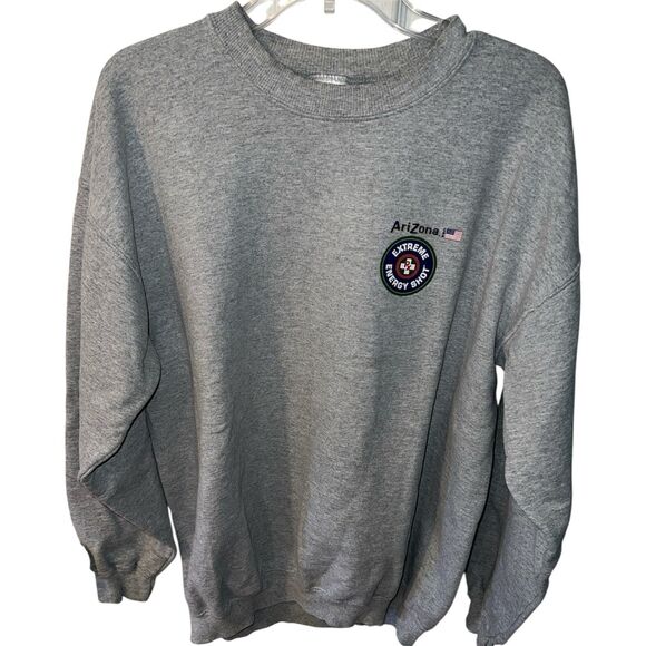 Arizona Energy Shot Drink Sweatshirt Mens Sz Large Grey Logo Crewneck Vintage - Picture 1 of 9